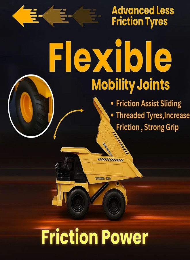 GRAPHENE Mining Dumper JCB Truck Toy Construction Vehicles for Kids Press & Go Friction Pushdozer Digger Toys Realistic Simulation Movable Joints Building Lorry Toys for 1+ Year Baby Boy Toddlers - Image 4